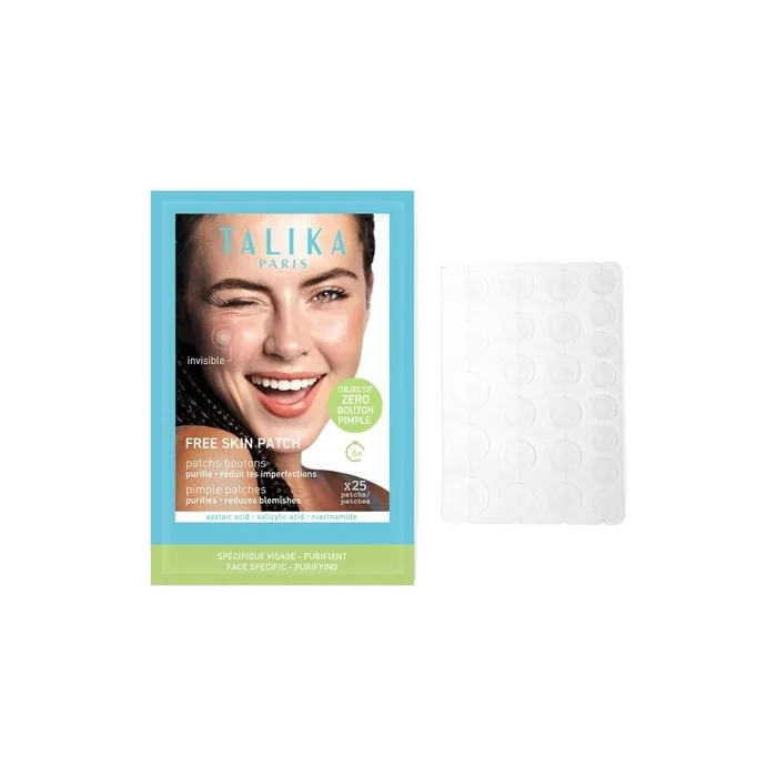 Talika Free Skin Patches Invisible Spot Cover Absorbs Fluid Flattens Reduces Redness Blemishes and Pimples Fast-Acting 25 Count 3 Sizes