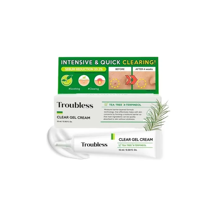 Troubless Clear Gel Cream Acne Treatment for Face 0.5fl oz 15ml