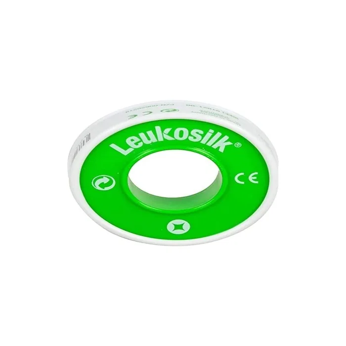 BSN Leukosilk Self-Adhesive Bandage Tape 500cm x 1.25cm - Green/White - CE Standard - 1 Roll