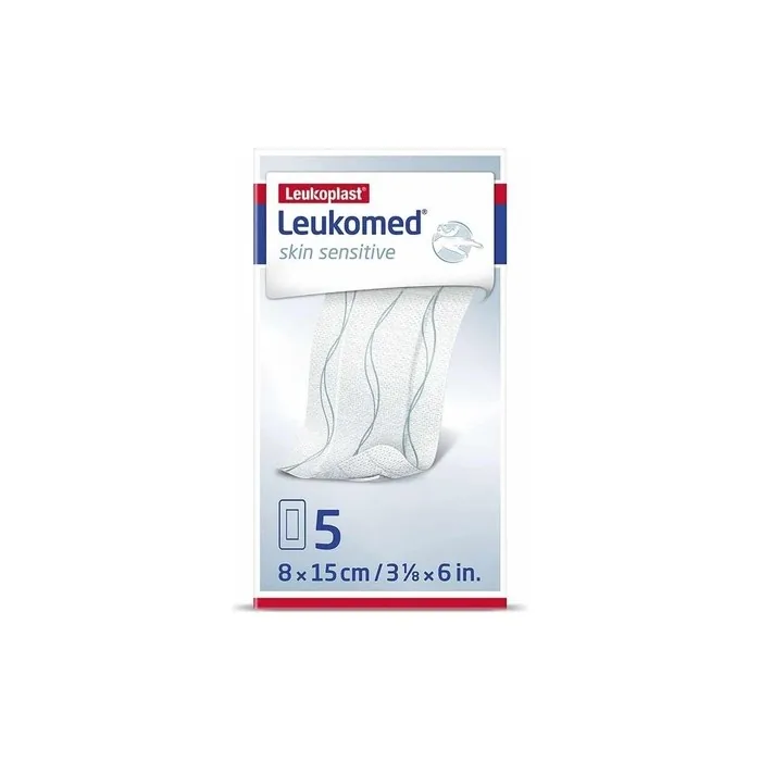 Leukoplast Leukomed Skin Sensitive Adhesive Dressing 8x15cm - Pack of 5