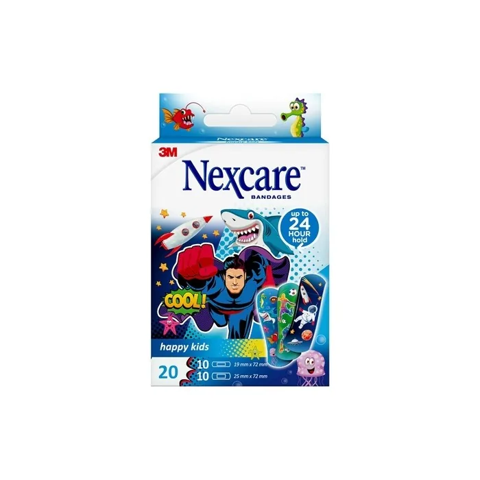 Nexcare Happy Kids Cool Bandages Plasters Breathable Flexible Water-Resistant Assorted Pack