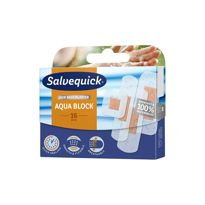 Salvequick Aqua Block 16 Waterproof Plaster 16 Units Black