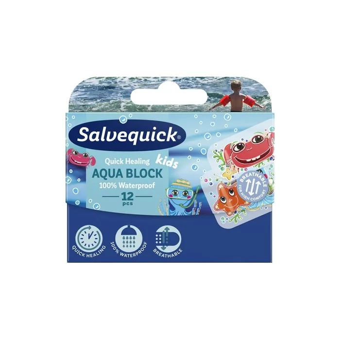 Salvequick Aqua Block Kids Waterproof Plasters for Children