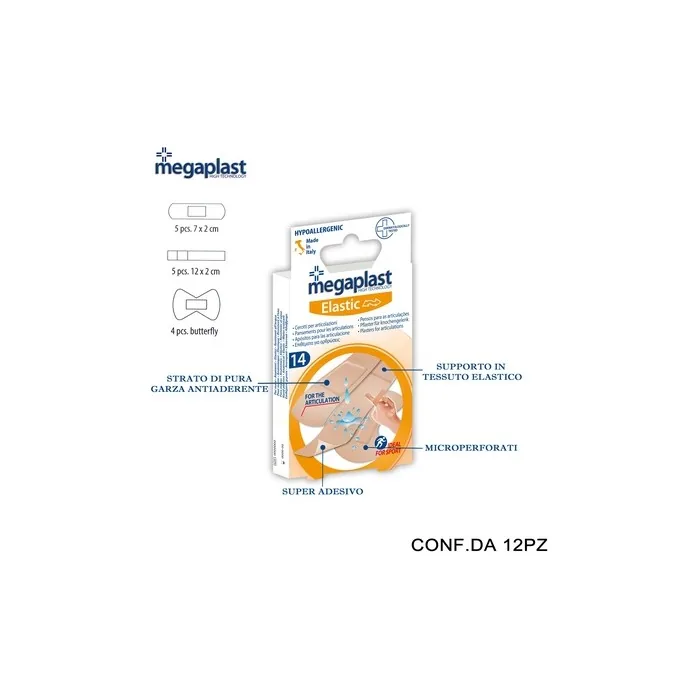 Megaplast Elastic Ml 14 Hand Plasters 3 Cotton Pack Of 14 12 Pieces