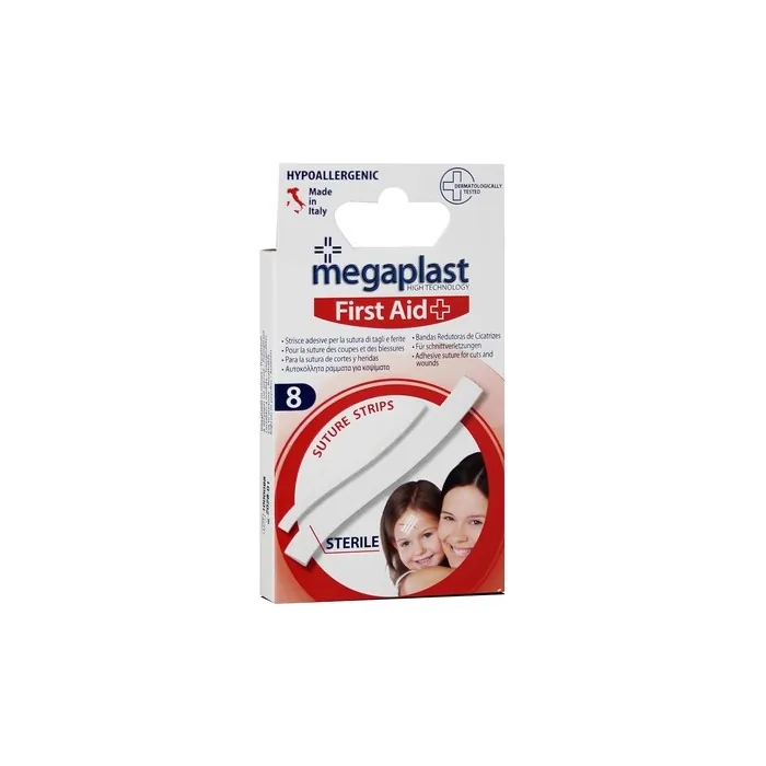 PARODI & PARODI Megaplast First Aid Self-Adhesive Suture Strips Assorted 8 Pieces