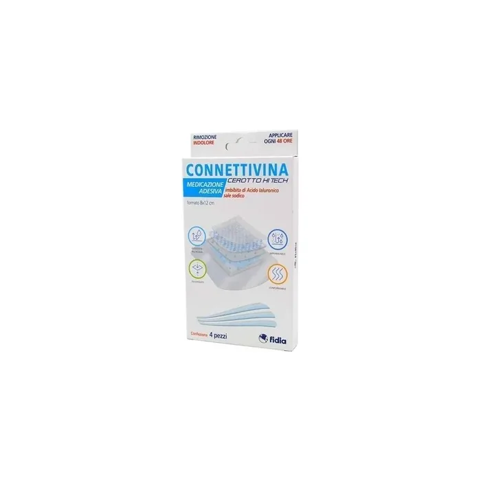 Fidia Pharmaceuticals Connettivina Hi Tech Adhesive Dressing With Hyaluronic Acid 4 Pieces 8x12 Cm
