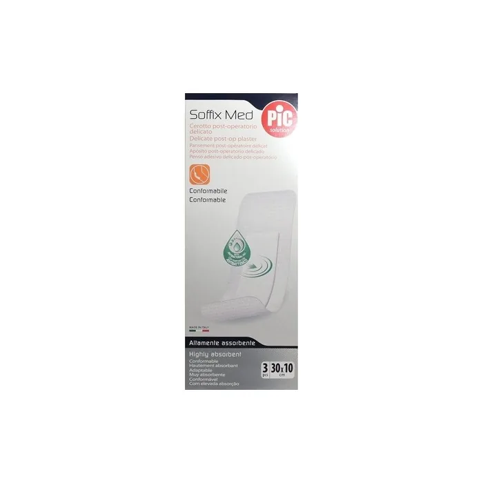 Pikdare Soffix Med Sterile Adhesive Plasters with Absorbent Central Pad 30x10 cm - Pack of 3
