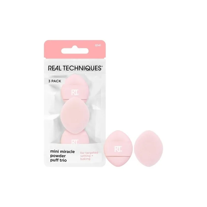 Real Techniques Mini Miracle Powder Puff Trio For Setting And Baking Loose And Pressed Powder Targeted Setting Under Eyes And On Blemishes