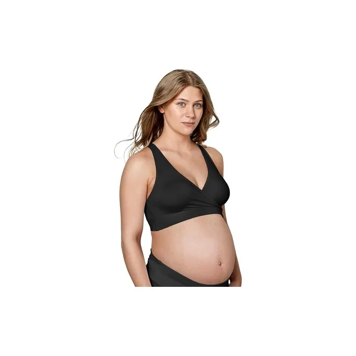 Medela Keep Cool Sleep Bra for Pregnancy and Nursing Seamless Full Breathable Zones Soft Fabric Large 36-42B/F Black