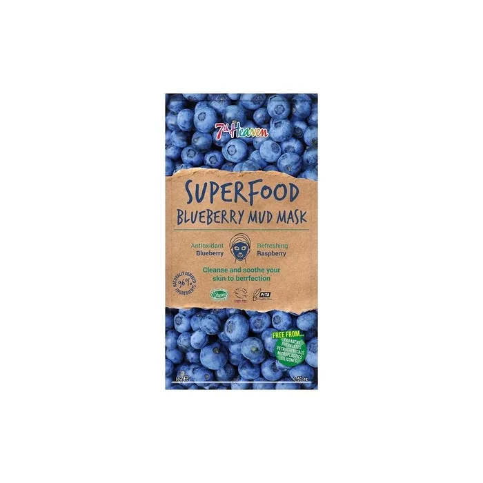 7th Heaven Superfood Blueberry Mud Face Mask with Refreshing Raspberry and Antioxidant Blueberry 10g