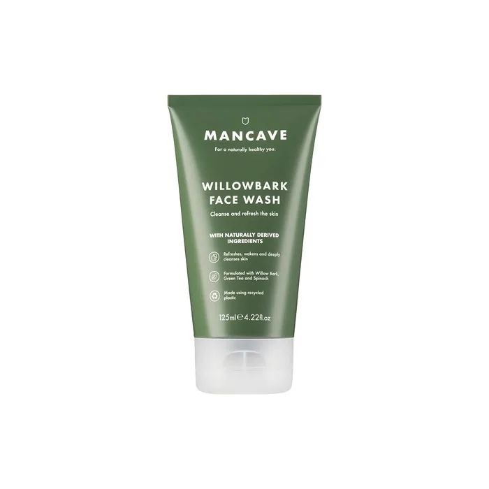 ManCave Willowbark Face Wash 125ml for Men with Willow Bark Extract, Green Tea and Spinach Extract