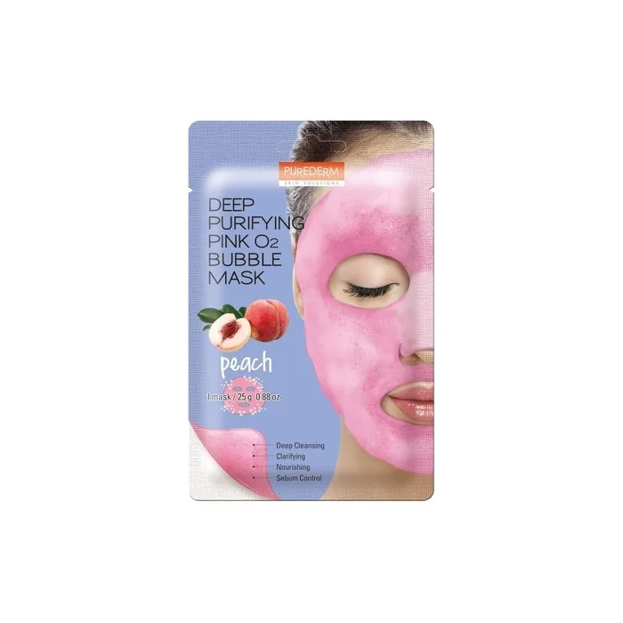 Purederm Deep Purifying Pink O2 Bubble Mask Peach