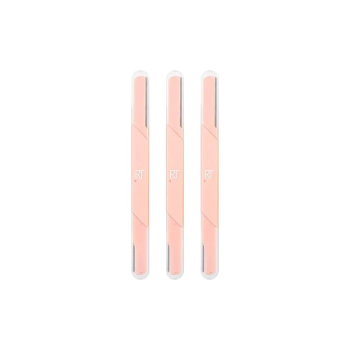 Real Techniques Face and Eyebrow Razor Double-Ended Peeling Dermaplaning Women's Facial Razor Multi-Purpose Precision Peach Fuzz Cutter 3-Piece Set Eyebrow Razor 3-Piece Set