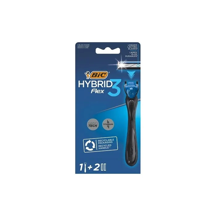 BIC Hybrid 3 Flex Refillable Men's Razor Kit 3-Blade Refills