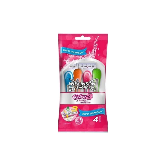 Extra3 Beauty Essentials Disposable Razors For Women - 4 Pieces