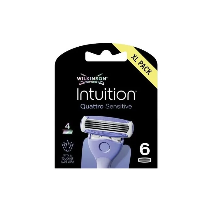 Wilkinson Sword Intuition Quattro Sensitive Razor Blade Refills 6 Count - XL Pack