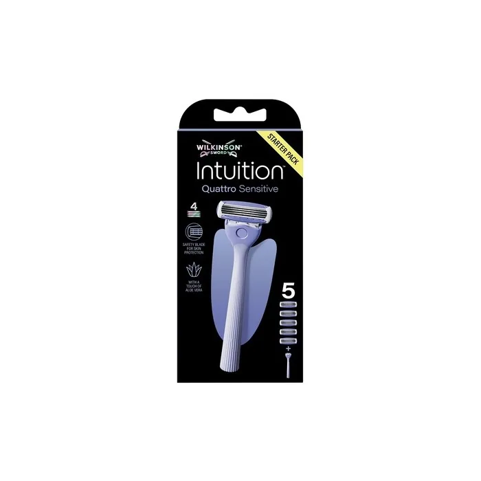 Wilkinson Sword Intuition Quattro Sensitive Skin Razor for Women with 5 Blade Refills