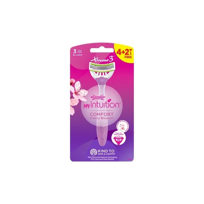 Wilkinson My Intuition Xtreme 3 Comfort Cherry Blossom Disposable Razors For Women - 6 Pack