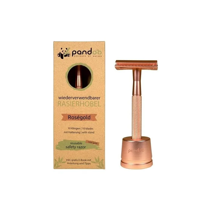 Pandoo Safety Razor with Holder - Metal - Zero-Waste - Plastic-Free - Unisex
