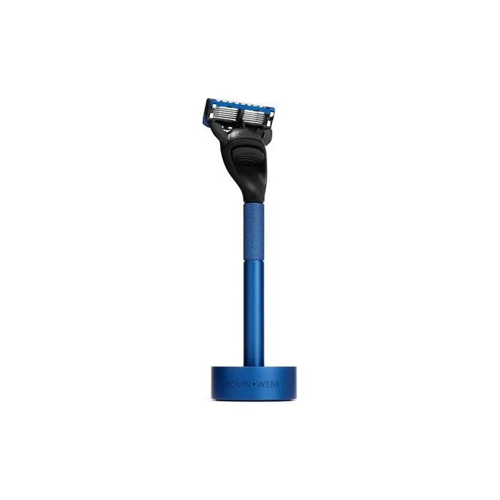 Bolin Webb Generation Razor and Stand in Blue with Gillette Fusion5 Blade Luxury Razor for Men