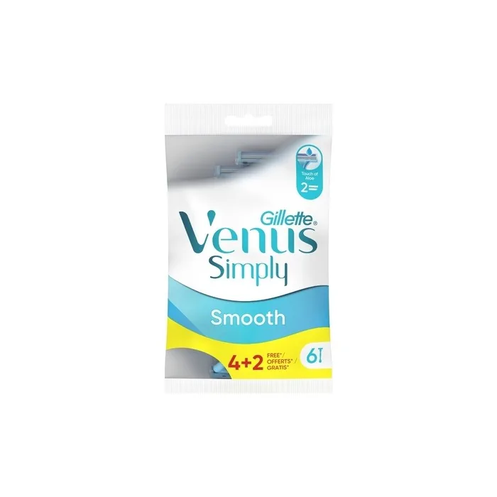 Gillette Venus Simply2 Disposable Razors 6 Pieces - Pack of 4 + 2