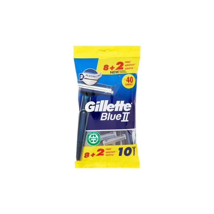 Gillette blue 2 chromium coating long lasting disposable razor 8+2