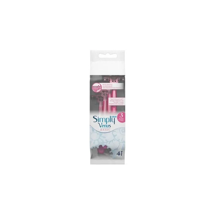 Simply Venus 3 Basic Disposable Razors For Women - 4 Pieces