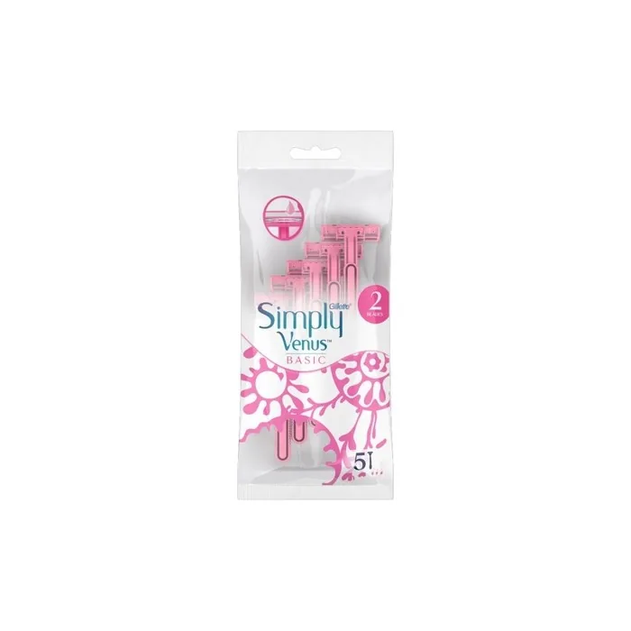 Simply Venus 2 Basic Disposable Razors For Women - 5 Pack