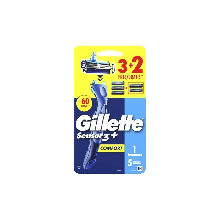 Gillette Sensor 3 Ultimate & Gentle Razor With 5 Comfort Plus Blades