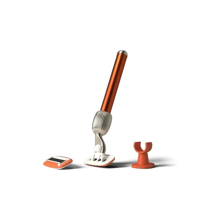 Fler The Razor Starter Set - Women's Razor with Replaceable Razor Heads and Holder - Unisex Razor with Aloe Vera, Vitamin E - Sicily Orange