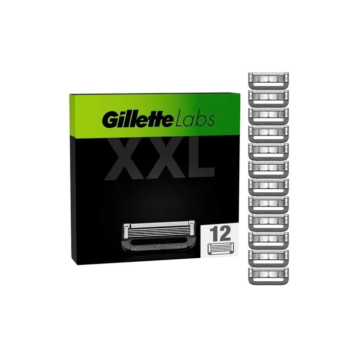 Gillette Labs Men's Razor Blades 12 Refills - Compatible with GilletteLabs with Exfoliating Bar and Heated Razor