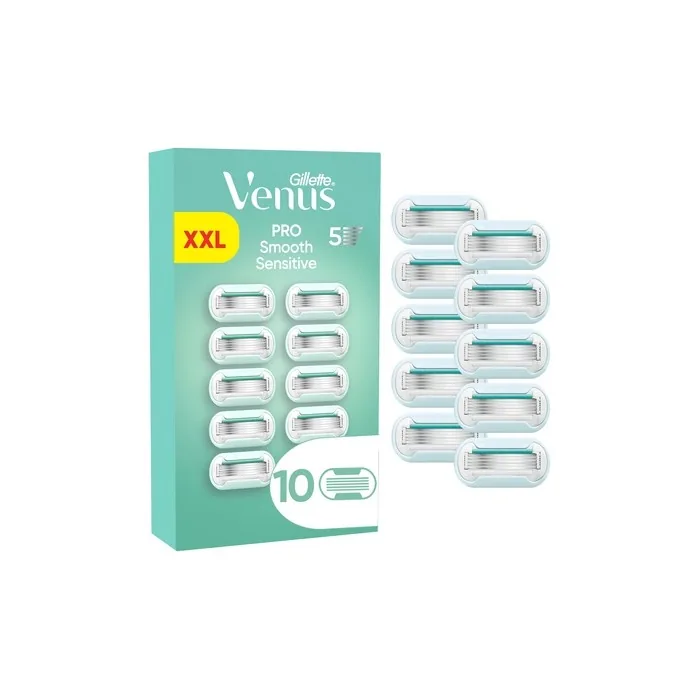 Venus Gillette Venus Pro Smooth Sensitive Razor Blades For Sensitive Skin - Green/White - 10 Pieces