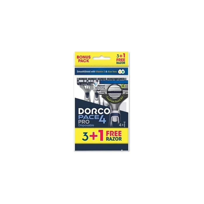 Disiclin Dorco Pace 4 Pro Disposable Razor With 4 Blades 4 Pieces