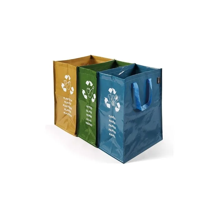Perfetto 0468d Set Of 3 Soft Containers For Paper, Glass, Plastic 1