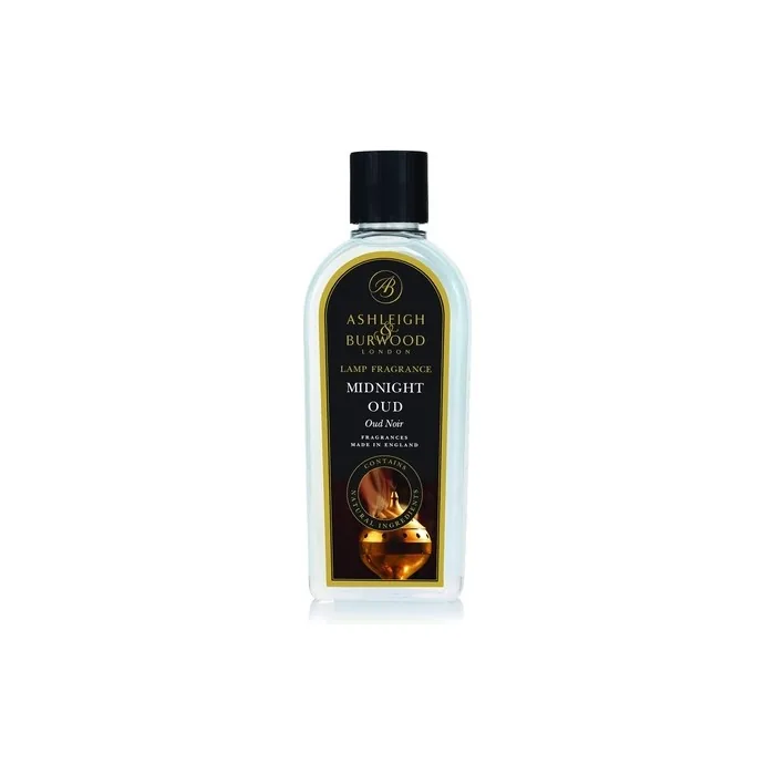 Ashleigh and Burwood Midnight Oud Lamp Fragrance Refill 500ml - Exotic Woody Scent - Made in UK