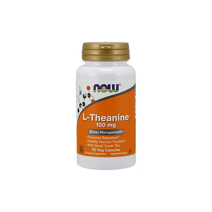 NOW Foods L-Theanine with Decaf Green Tea 100mg 90 Vegetarian Capsules