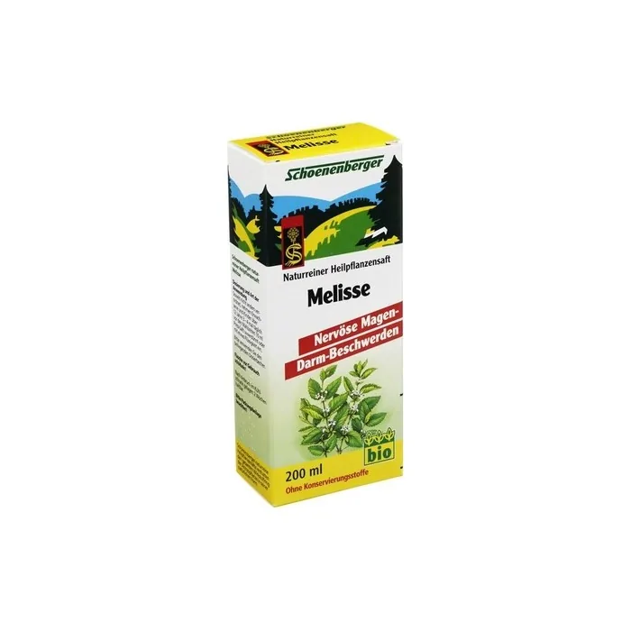 Schoenenberger Melisse Pure Herbal Juice 200ml Glass Bottle for Fullness and Bloating - Traditional Herbal Medicine