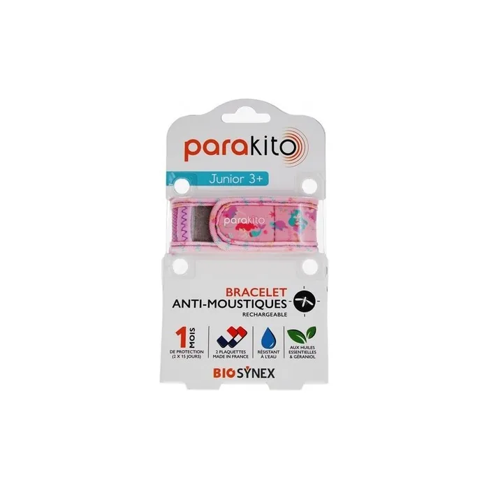 BIOSYNEX Parakito Rechargeable Mosquito Repellent Bracelet for Kids with Essential Oils - Junior Size 3+