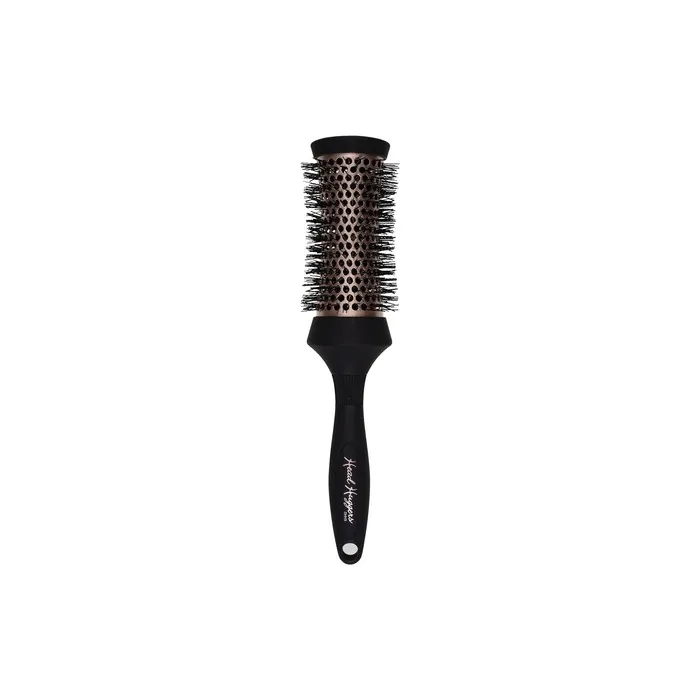 Denman Medium Thermo Ceramic Hourglass Hot Curl Brush for Blow-Drying, Straightening, Defined Curls, Volume and Root-Lift - Rose Gold and Black