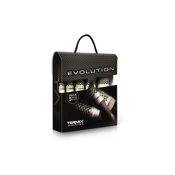 Termix Evolution Soft Thermal Round Hairbrush with Ceramic Barrel for Salon Professionals - Set of 5 Brushes