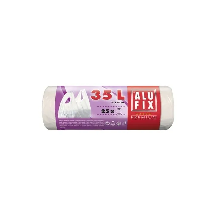 Alufix Garbage Bags with Handle White 35 Liter - Pack of 25