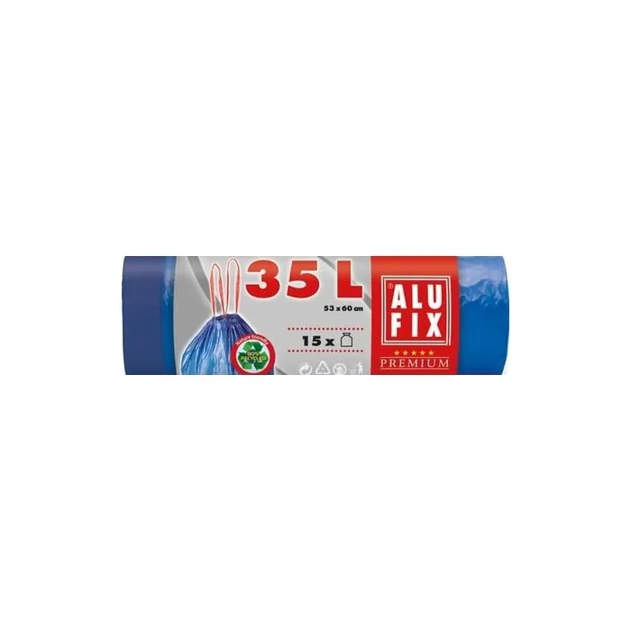 Alufix Garbage Bags with Drawstring Blue 35 Liter - Pack of 15