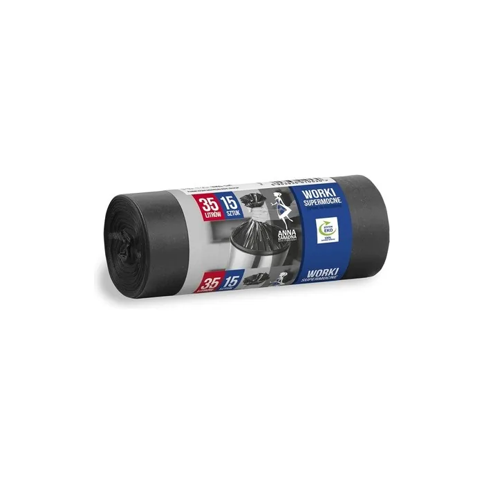 ANNA ZARADNA ST-AZ-010530 Rubbish Bags Tear-Resistant Super Strong 35L Pack of 15 Black