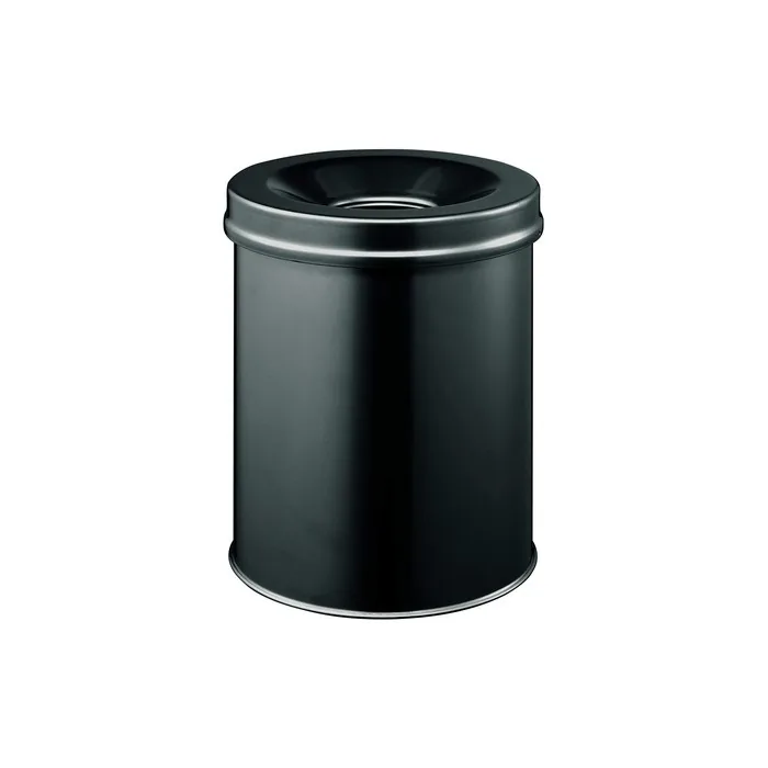 Durable Paper Bin Safe Round, Self-Extinguishing Lid, 15 Litre, Black, 330501