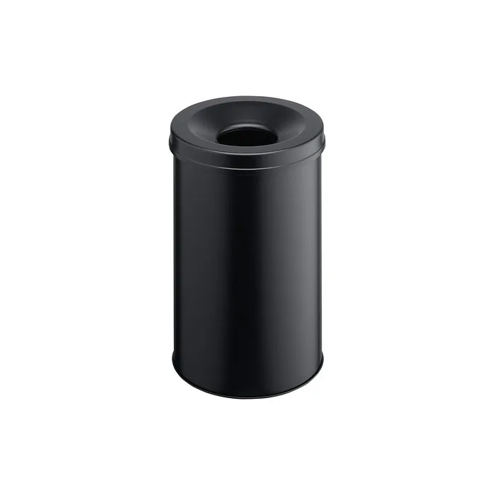 Durable Self-Extinguishing Metal Waste Bin Black 30 Litre Capacity | Stylish And