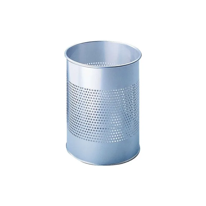 Durable Metal Round 15 Liter Paper Bin P 165 Mm Metallic Silver