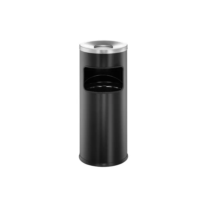 Durable Trash Bin Safe With Ashtray And Fire Head, Round, Black, 333201