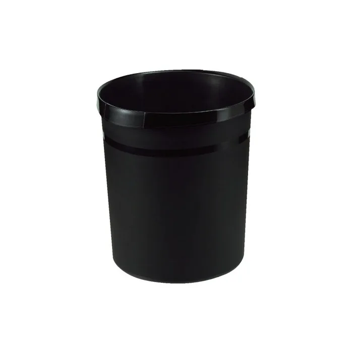 Han Grip Paper Basket, 18 Liters, Round, 2 Recessed Grips, Extra Stable, Black