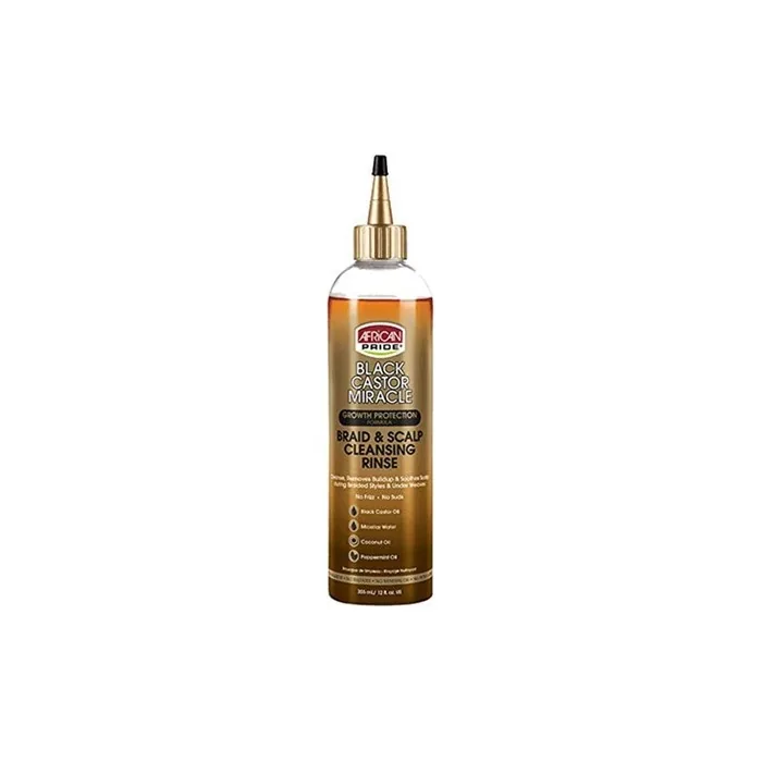 African Pride Black Castor Miracle Braid & Scalp Cleansing Rinse No Frizz No Suds 355ml