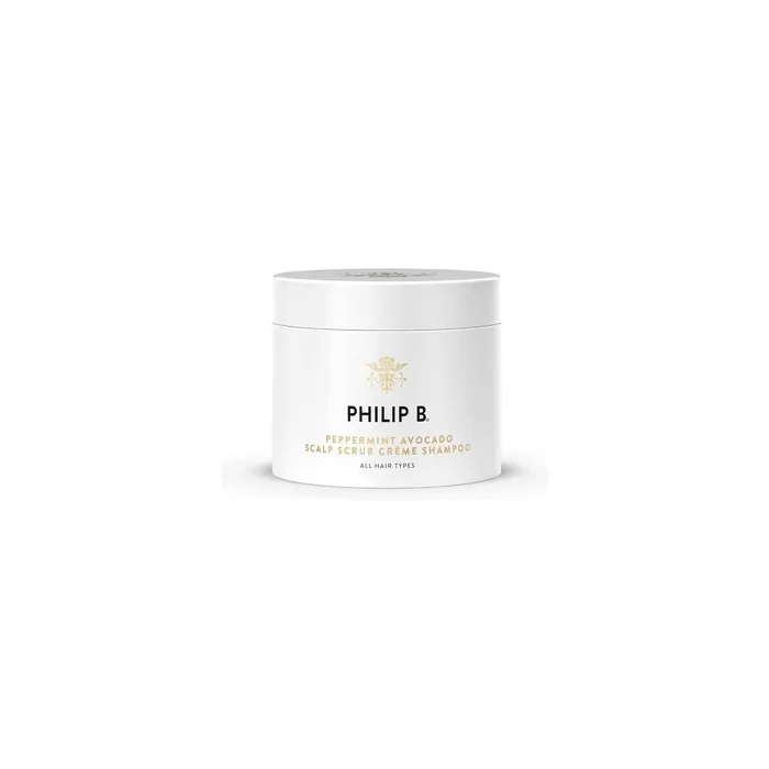 PHILIP B. Peppermint Avocado Scalp Scrub 8 Fl Oz - Crème Shampoo + Sea Salt Scalp Scrub with Witch Hazel and Aloe for All Hair Types